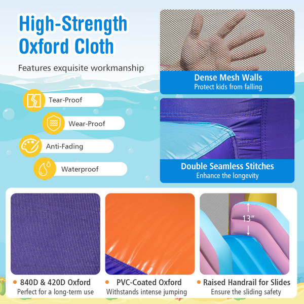 Inflatable Castle Water Slide with Handrails and Basketball Rim product image Inflatable Castle Water Slide with Handrails and Basketball Rim product image