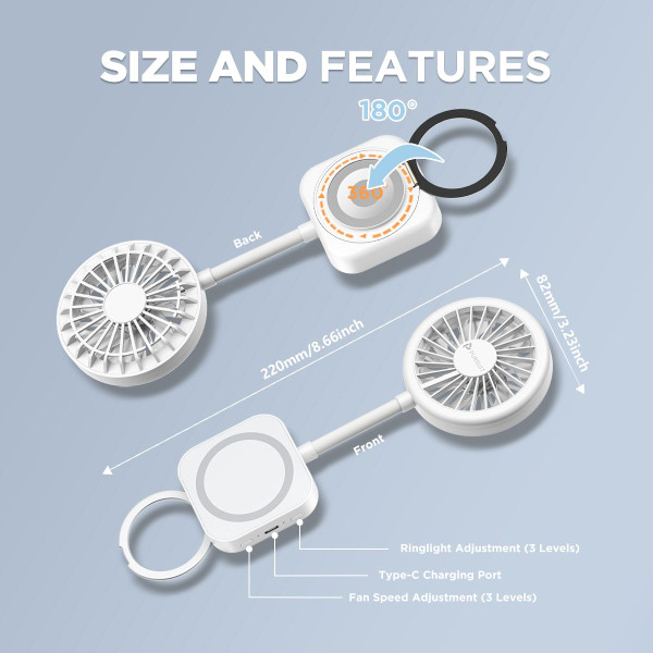 1200mAh Foldable Travel Fan with 3 Modes and LED Light (1- to 3-Pack) product image
