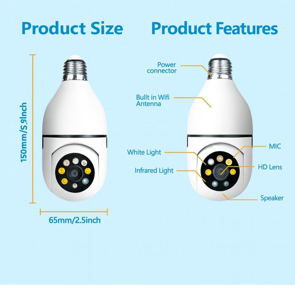 5G WiFi Bulb E27 Security Camera (with or without SD Card) product image