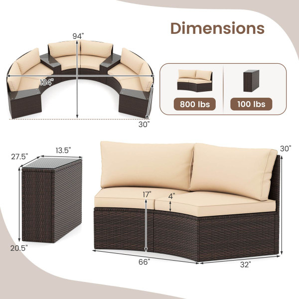 7-Piece Cushioned Patio Furniture Set with Tempered Glass Tables product image