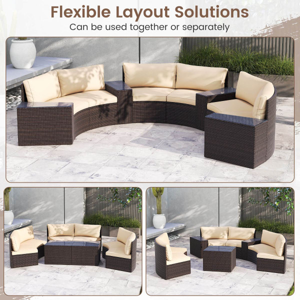 7-Piece Cushioned Patio Furniture Set with Tempered Glass Tables product image