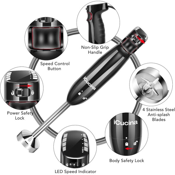 iCucina 4-in-1 Variable Speed Immersion Hand Blender product image