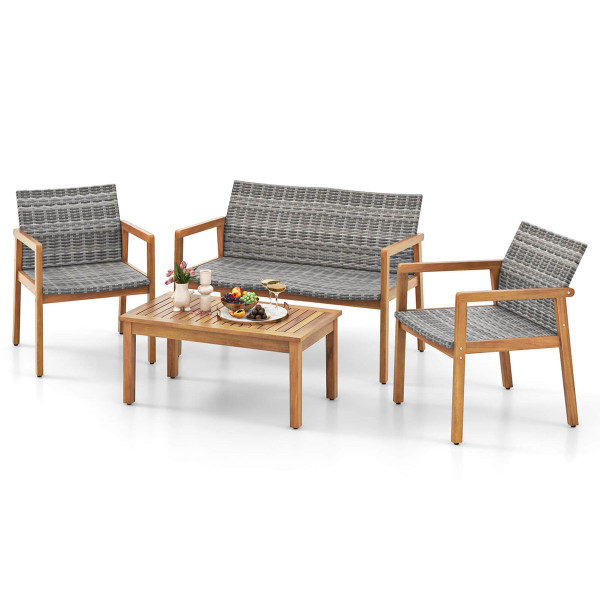 4-Piece Outdoor Furniture Set with Acacia Wood Frame  product image 4-Piece Outdoor Furniture Set with Acacia Wood Frame  product image