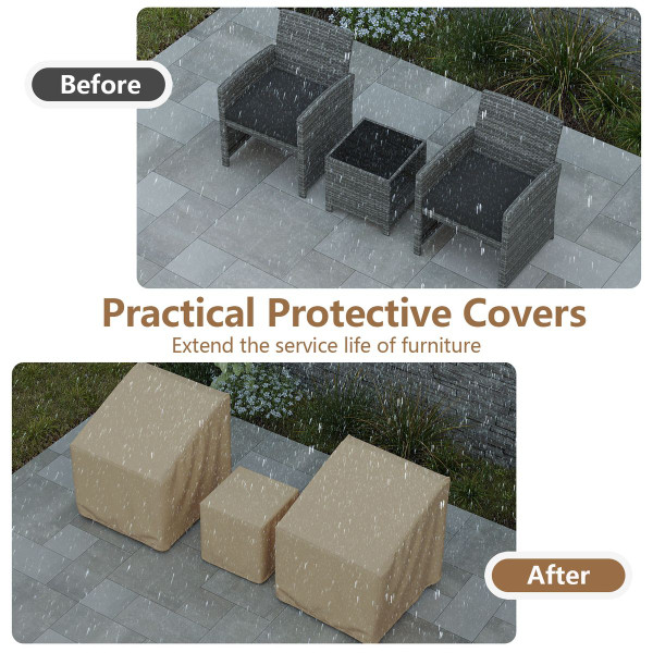 3-Piece Patio Furniture Covers with Elastic Hem Cord product image