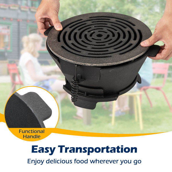 Round Hibachi Grill with 12" Double-Sided Grate and Coal Door product image