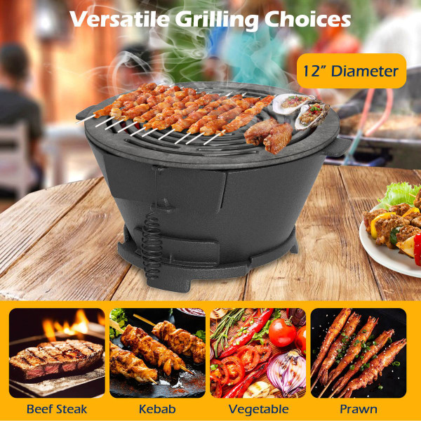 Round Hibachi Grill with 12" Double-Sided Grate and Coal Door product image