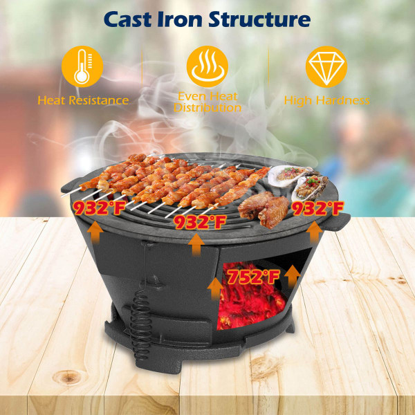 Round Hibachi Grill with 12" Double-Sided Grate and Coal Door product image