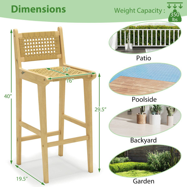 Outdoor Patio Bar Height Teak Wood Bar Stool product image