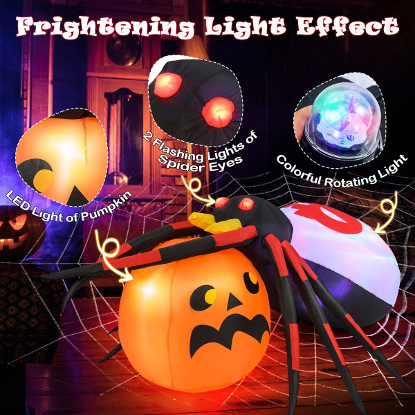 5 x 4.6FT Inflatable Spider with Pumpkin Halloween Decoration product image 5 x 4.6FT Inflatable Spider with Pumpkin Halloween Decoration product image