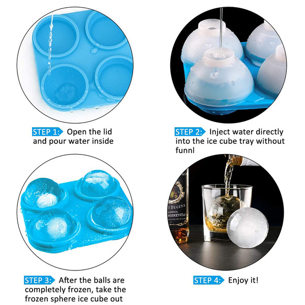 BPA-Free Silicone 4-Slot Ice Sphere Tray with Lid (2-Pack) product image