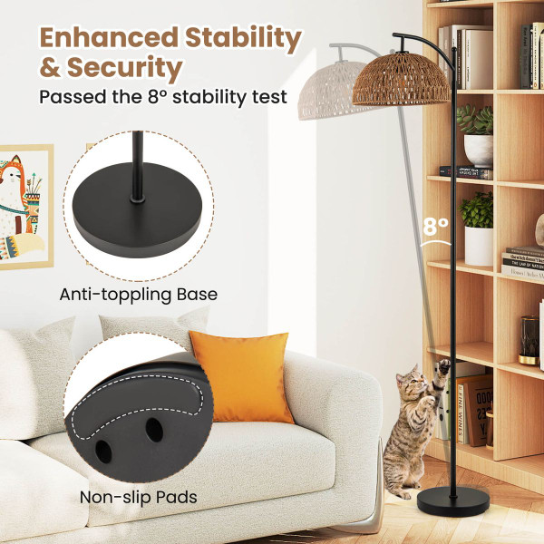 Modern Arc Standing Floor Lamp with Hanging Lampshade product image