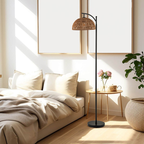 Modern Arc Standing Floor Lamp with Hanging Lampshade product image