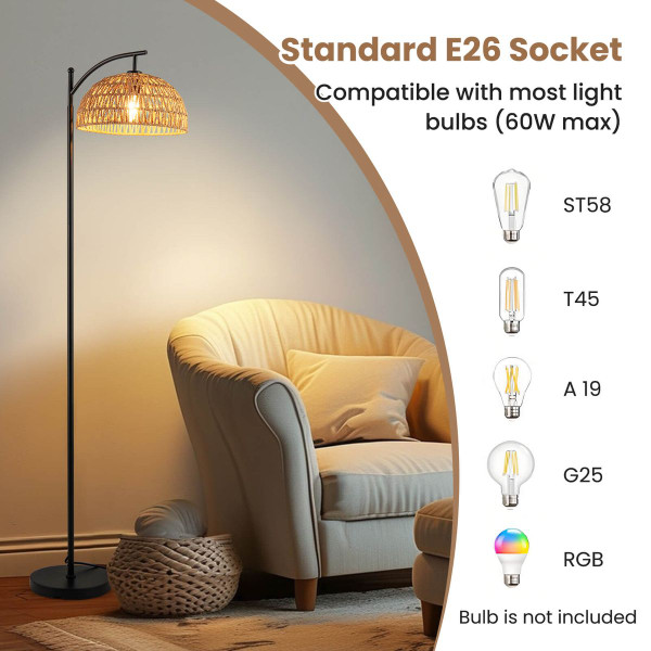 Modern Arc Standing Floor Lamp with Hanging Lampshade product image