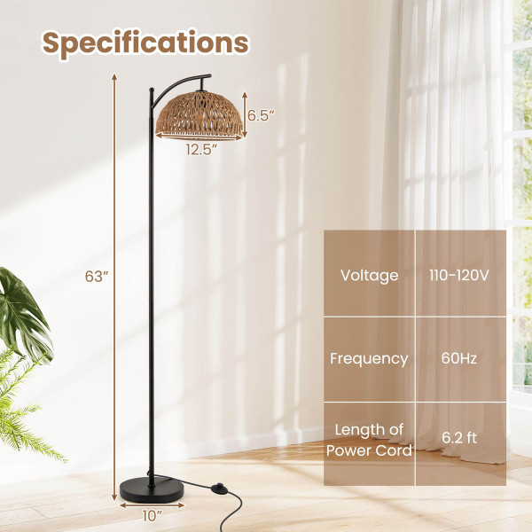 Modern Arc Standing Floor Lamp with Hanging Lampshade product image