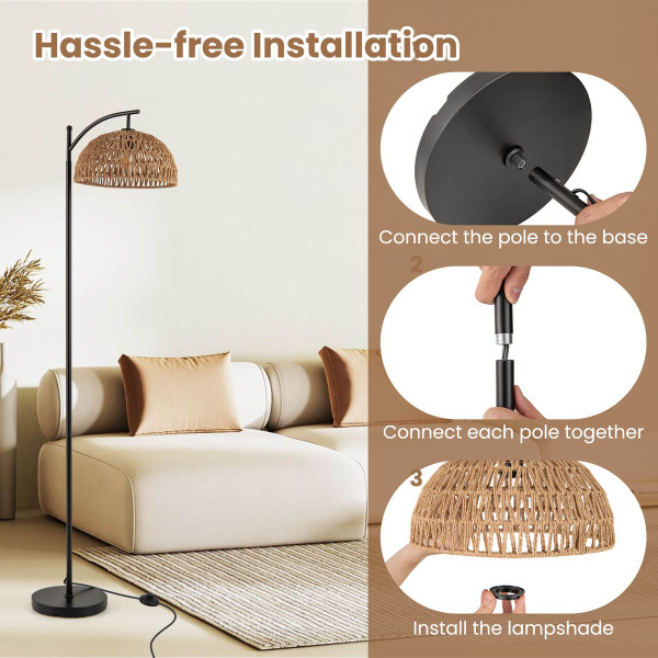 Modern Arc Standing Floor Lamp with Hanging Lampshade product image