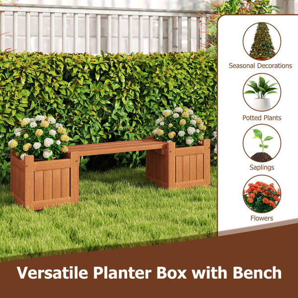 Wood Planter Box with Detachable Bench and Open Bottom product image