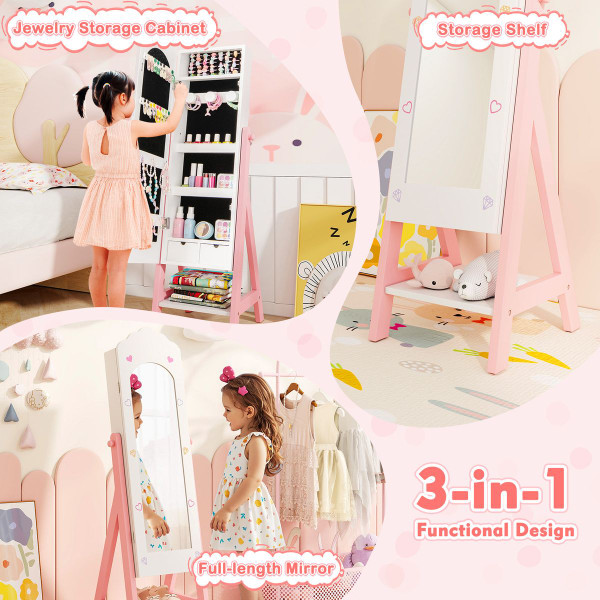 Kids' Freestanding Jewelry Cabinet with Full-Length Mirror product image Kids' Freestanding Jewelry Cabinet with Full-Length Mirror product image