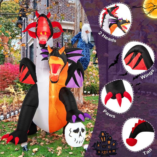 8-foot Inflatable Twin-Headed Dragon with LED Lights product image 8-foot Inflatable Twin-Headed Dragon with LED Lights product image