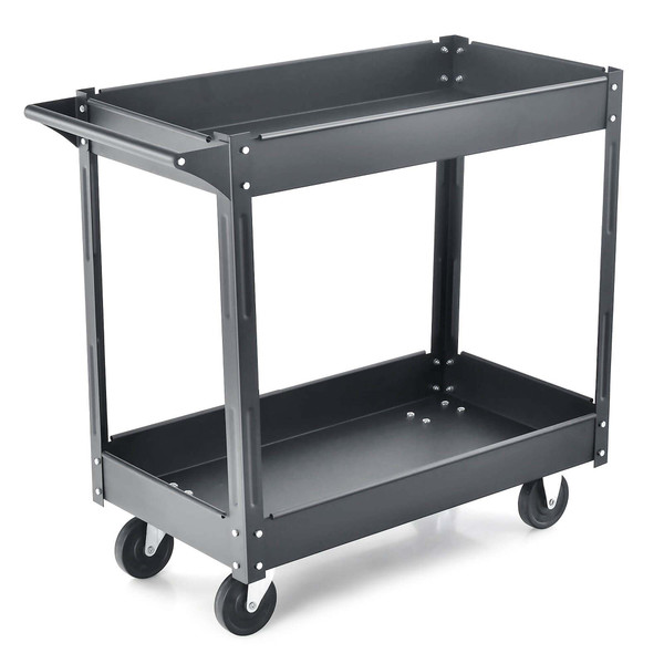 2-Tier Utility Cart with Handle and Heavy-Duty Metal Frame product image 2-Tier Utility Cart with Handle and Heavy-Duty Metal Frame product image