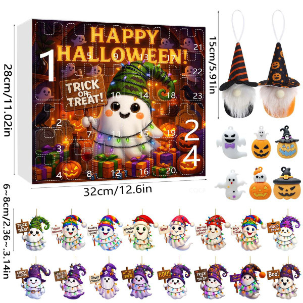 Halloween CountDown Advent Calendar with Ghost Gnome Pumpkin Plush Toys Dolls Pendants Ornaments For Indoor Outdoor Home Party Decoration product image
