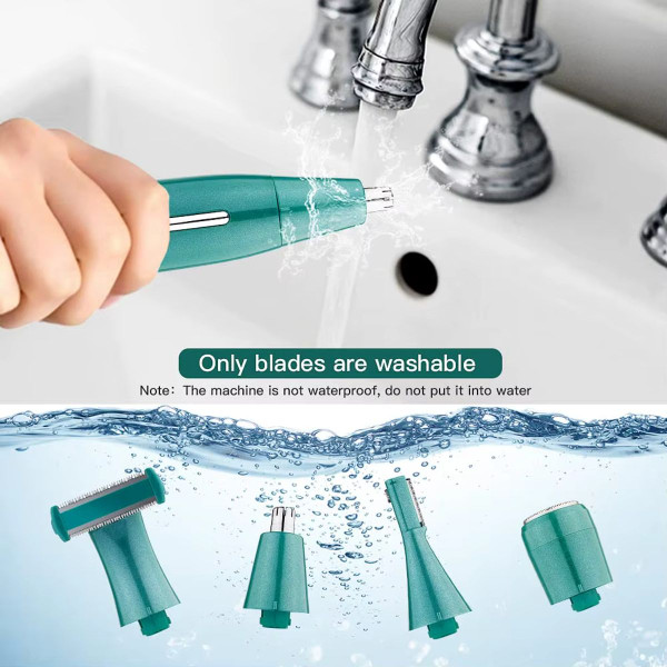 6-in-1 Women Electric Shaver Replaceable Heads for Whole Body Private Epilator Shaving Razor Nose Hair Trimmer Color Green product image