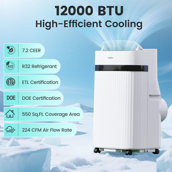 12000 BTU Portable Air Conditioner with Fan and Dehumidifier product image