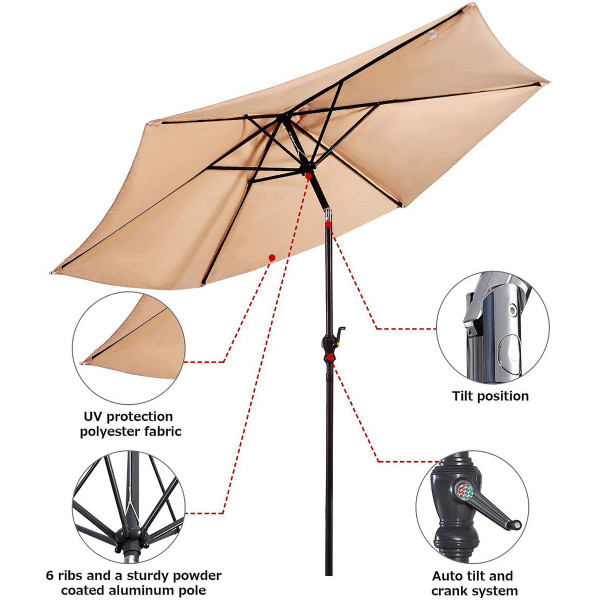 9ft Outdoor Patio Umbrella with Umbrella Stand and Wheels product image