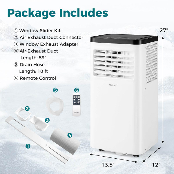 8000/10000 BTU Portable Air Conditioner with Fan and Dehumidifier product image