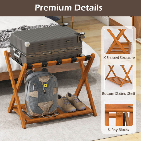 Folding Luggage Racks with Storage Shelf (2- or 4-Pack) product image