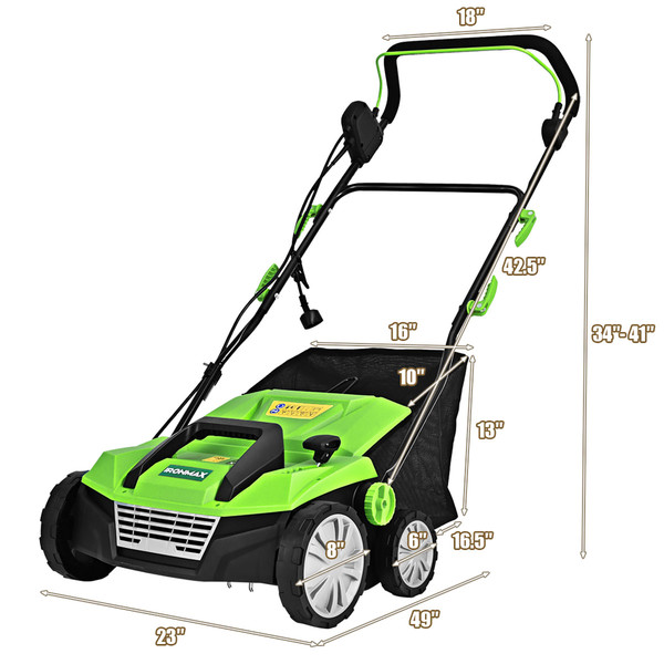 IronMax 15'' Electric Lawn Dethatcher with 50L Collection Bag product image