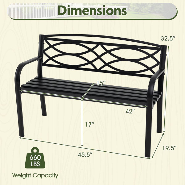 45.5" Outdoor Patio Garden Bench with Curved Armrests product image