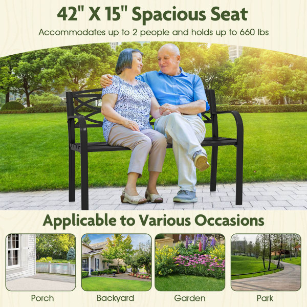 45.5" Outdoor Patio Garden Bench with Curved Armrests product image