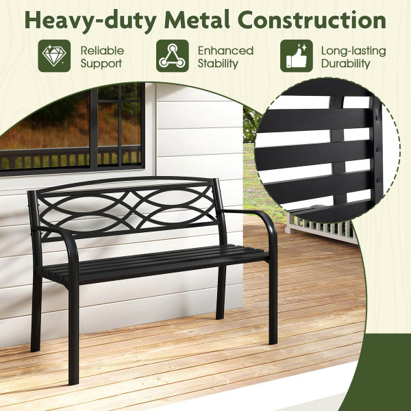 45.5" Outdoor Patio Garden Bench with Curved Armrests product image