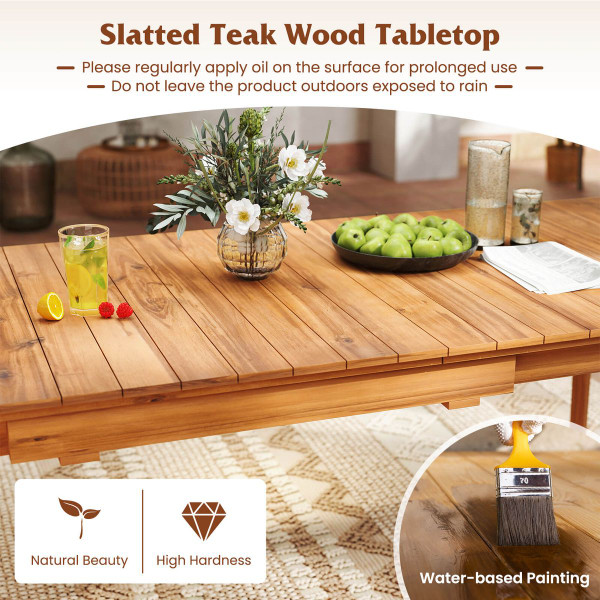 Adjustable Teak Wood Table with Water-Based Paint product image