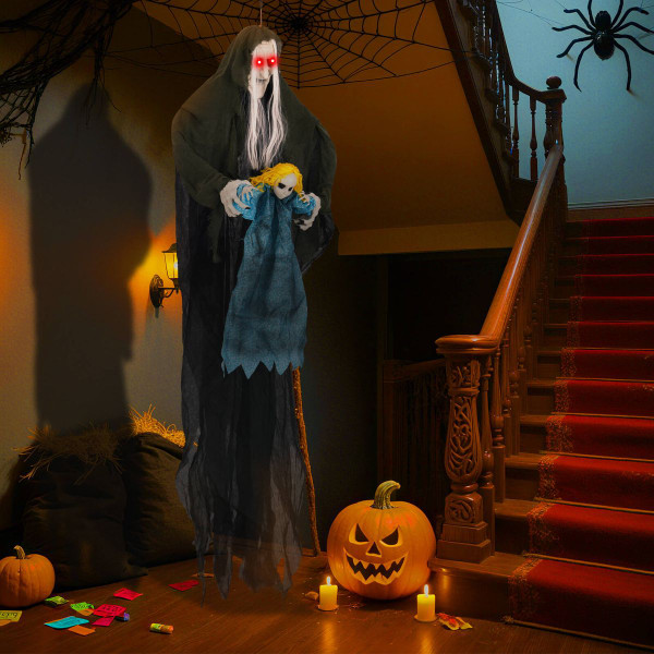 6’11” Sound-Activated Witch Holding Ghost Girl Decoration product image 6’11” Sound-Activated Witch Holding Ghost Girl Decoration product image