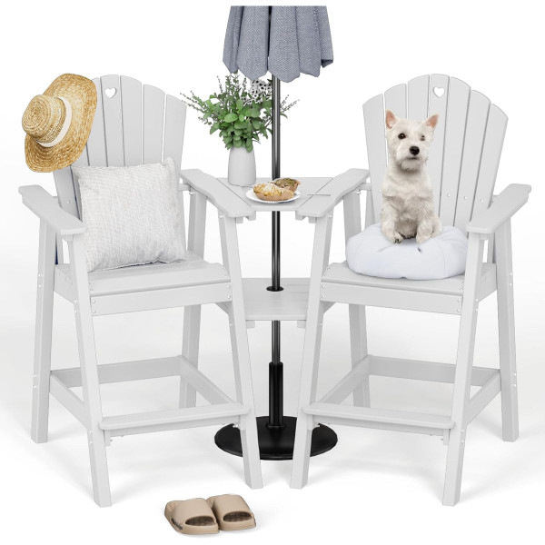 Tall Patio Chairs with Connecting Table (Set of 2) product image