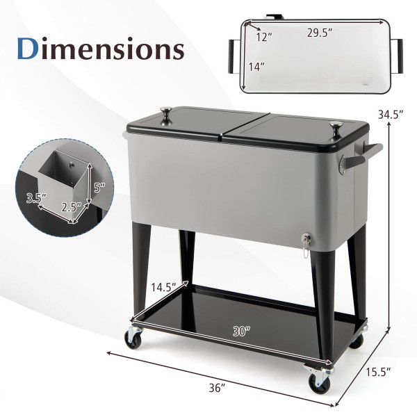 80-Quart Rolling Patio Cooler on Wheels with Side Handles product image 80-Quart Rolling Patio Cooler on Wheels with Side Handles product image