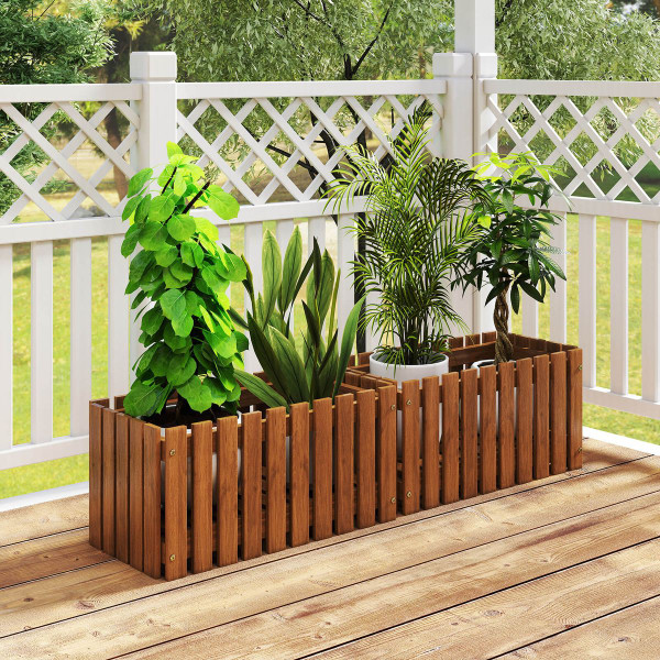 Outdoor Solid Wood Patio Slat Style Flower Planter product image