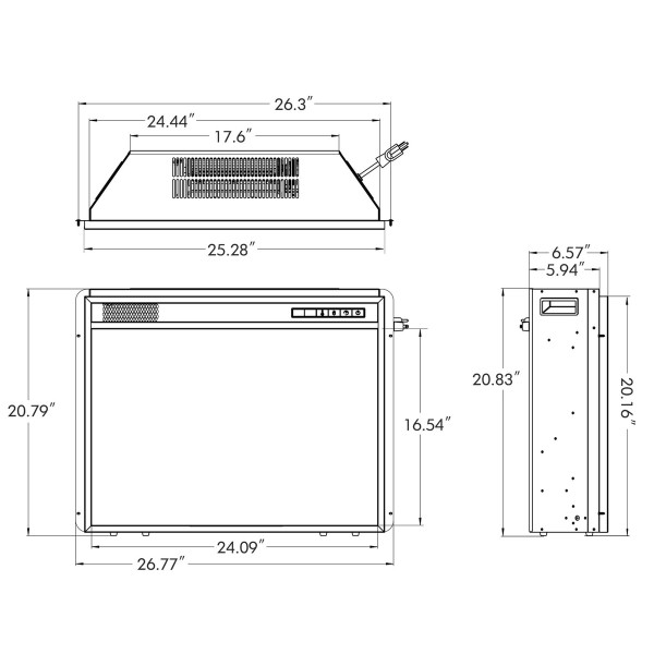 26" Recessed Electric Fireplace Heater with Remote Control product image