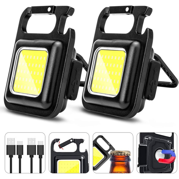  Rechargeable COB Keychain Work Light with Folding Stand (2-Pack) product image