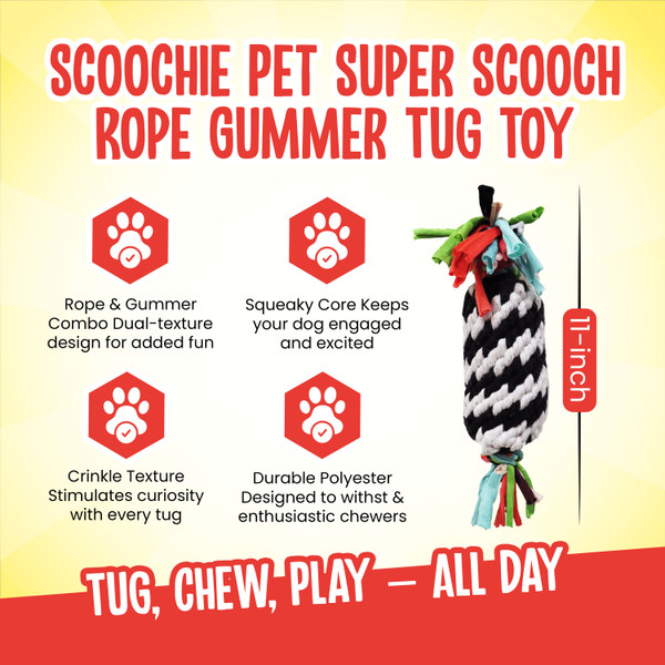 Scoochie Pet Super Scooch Braided Rope Squeaky Dog Tug Toys product image