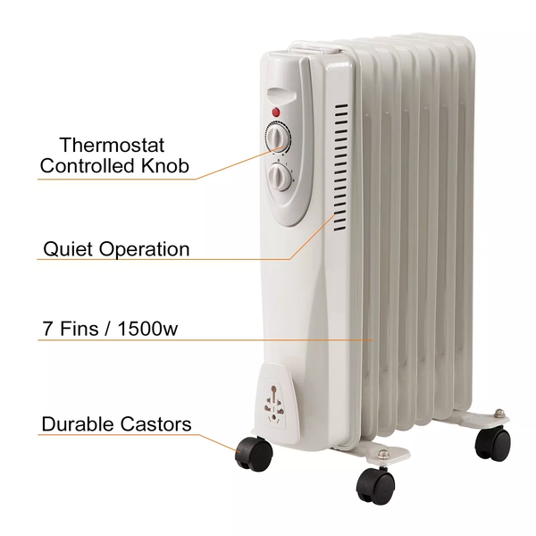 1500W Portable Oil Filled Space Heater with 3 Heat Settings product image