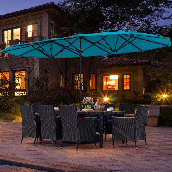 11-Piece Patio Wicker Dining Set with Umbrella product image