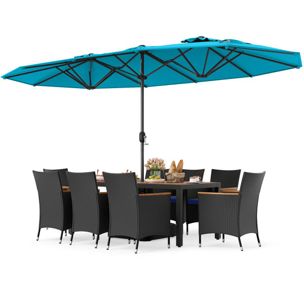 11-Piece Patio Wicker Dining Set with Umbrella product image
