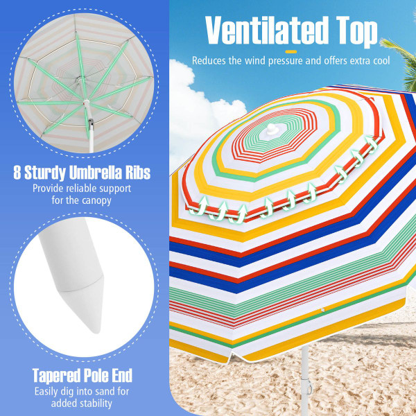  6.5 FT Beach Outdoor Umbrella with Carrying Bag product image