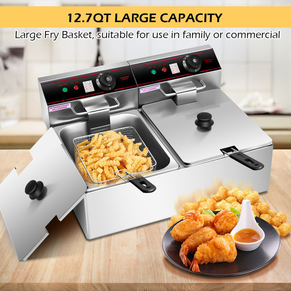 3400W Electric Dual Tank Deep Fryer product image