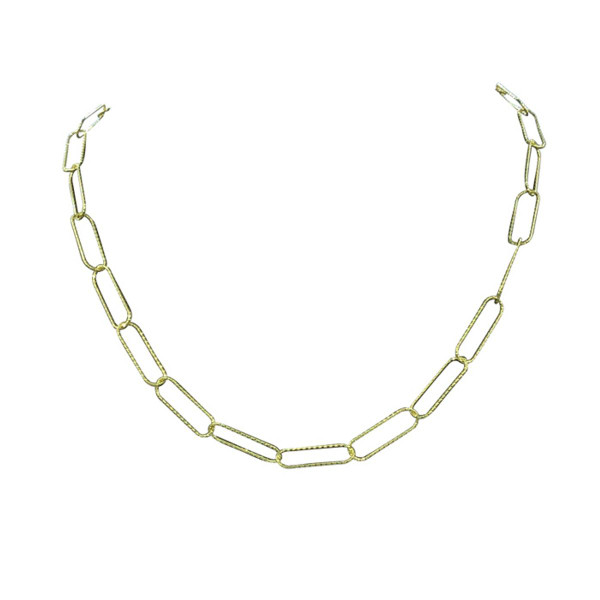 14K Yellow Gold Textured Paperclip Chain Necklace product image