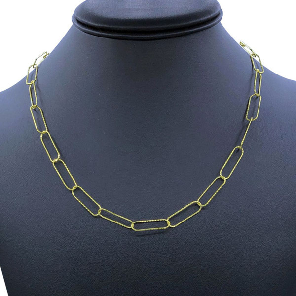 14K Yellow Gold Textured Paperclip Chain Necklace product image