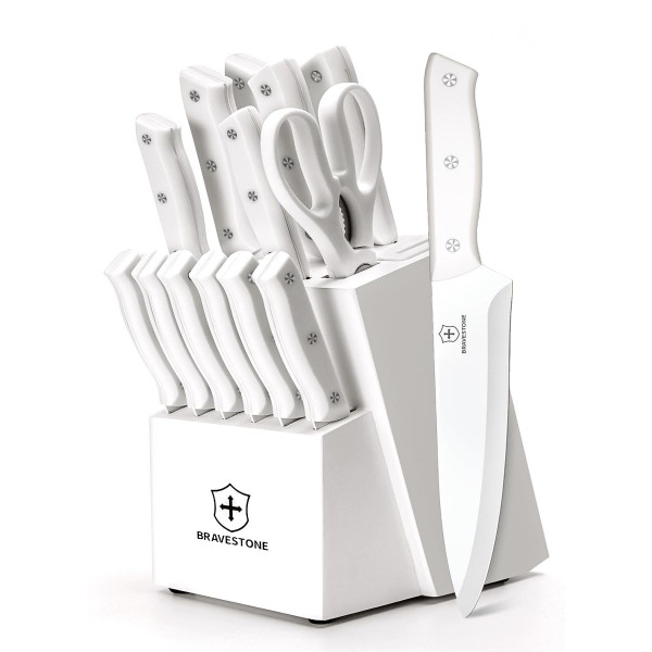 Bravestone 15-Piece Kitchen Knife Set with Block and Sharpener product image