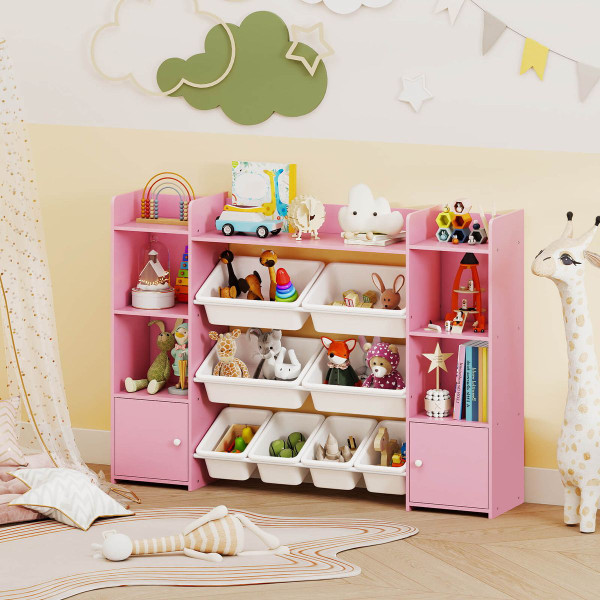 4-Tier Large Storage Cabinet with 6 Cubbies and 8 Removable Bins  product image